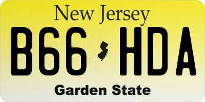 NJ license plate B66HDA