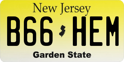 NJ license plate B66HEM