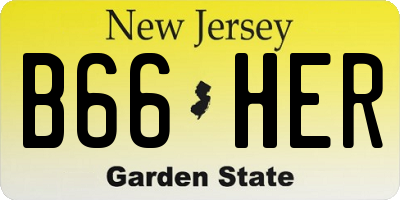 NJ license plate B66HER