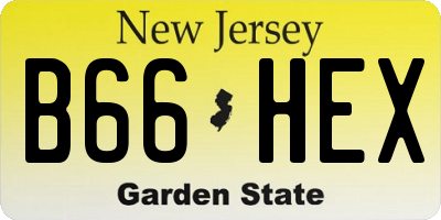 NJ license plate B66HEX