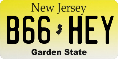NJ license plate B66HEY