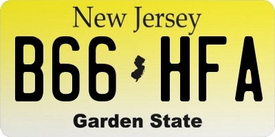 NJ license plate B66HFA