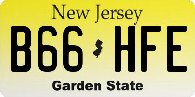NJ license plate B66HFE