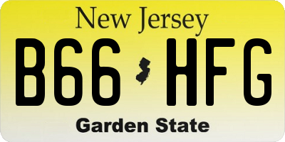 NJ license plate B66HFG