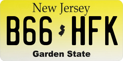 NJ license plate B66HFK