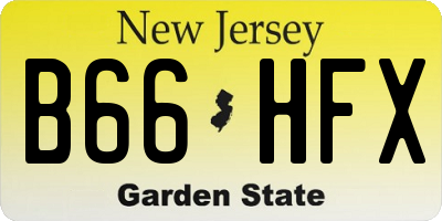 NJ license plate B66HFX
