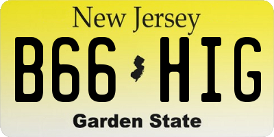 NJ license plate B66HIG
