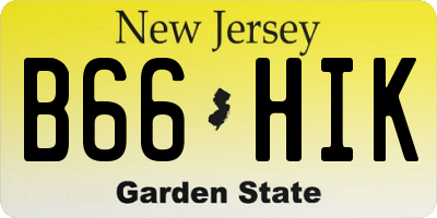 NJ license plate B66HIK