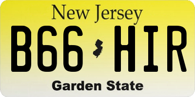 NJ license plate B66HIR