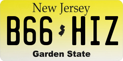 NJ license plate B66HIZ
