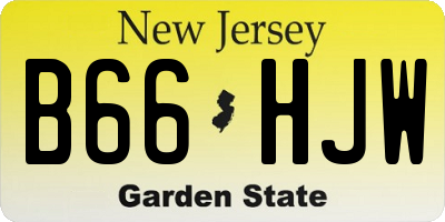 NJ license plate B66HJW