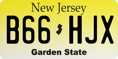 NJ license plate B66HJX