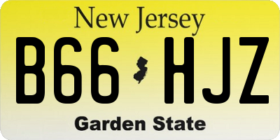 NJ license plate B66HJZ