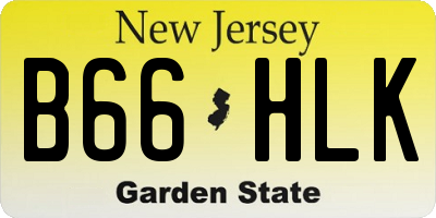 NJ license plate B66HLK