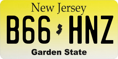 NJ license plate B66HNZ