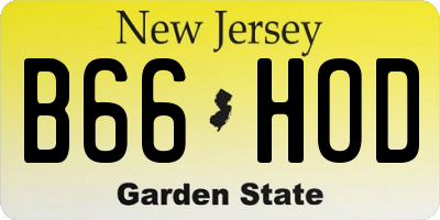NJ license plate B66HOD