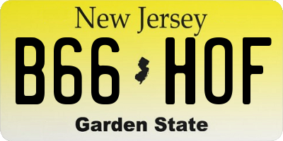 NJ license plate B66HOF