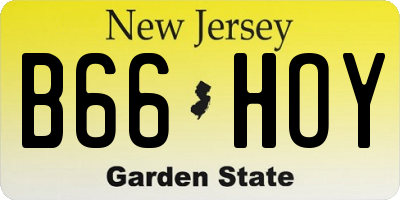 NJ license plate B66HOY