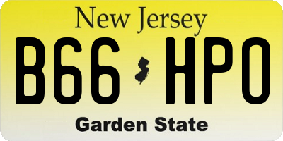 NJ license plate B66HPO
