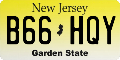 NJ license plate B66HQY
