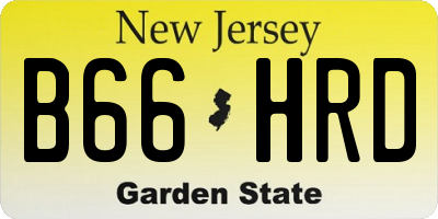 NJ license plate B66HRD