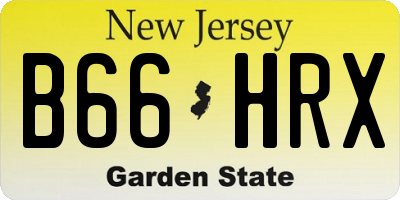 NJ license plate B66HRX