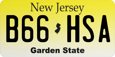NJ license plate B66HSA
