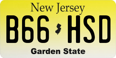 NJ license plate B66HSD