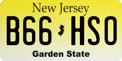 NJ license plate B66HSO