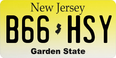 NJ license plate B66HSY