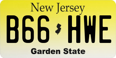 NJ license plate B66HWE