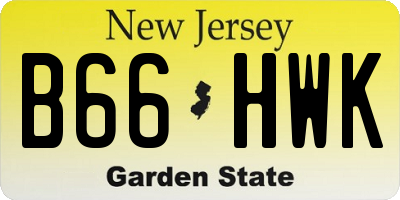 NJ license plate B66HWK