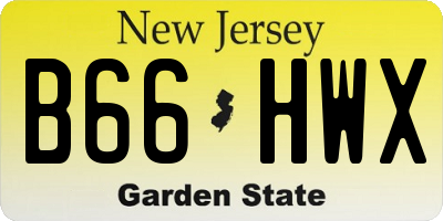 NJ license plate B66HWX