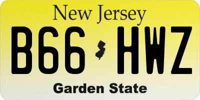 NJ license plate B66HWZ