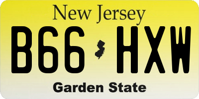 NJ license plate B66HXW