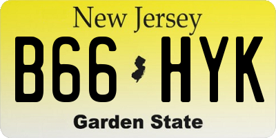 NJ license plate B66HYK