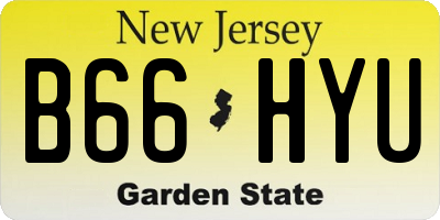 NJ license plate B66HYU