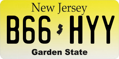 NJ license plate B66HYY