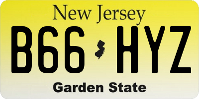 NJ license plate B66HYZ