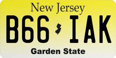 NJ license plate B66IAK