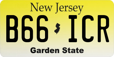 NJ license plate B66ICR