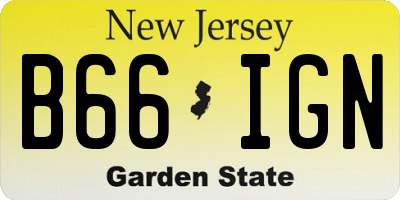 NJ license plate B66IGN