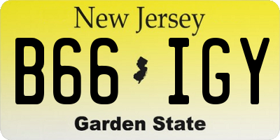 NJ license plate B66IGY