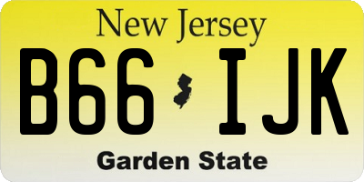 NJ license plate B66IJK