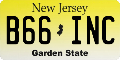 NJ license plate B66INC