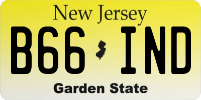 NJ license plate B66IND