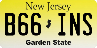 NJ license plate B66INS