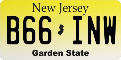 NJ license plate B66INW