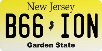 NJ license plate B66ION
