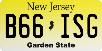 NJ license plate B66ISG